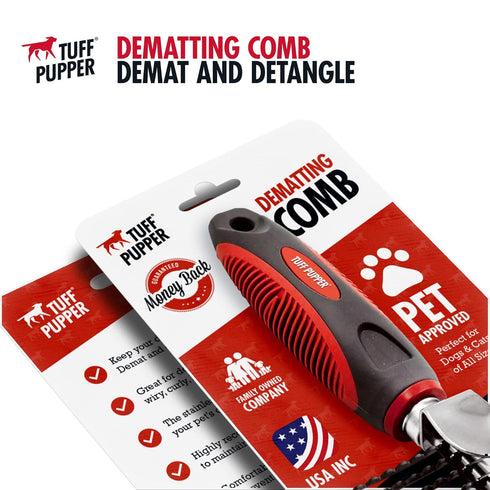 Detangling Comb for Dogs & Cats – Dematting Tool to Easily Remove Dead, Matted or Knotted Hair | Ergonomic, No-Slip
