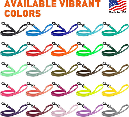 Dogline Biothane Waterproof Dog Leash, Strong Coated Nylon Webbing, 4 or 6 ft Lead for Small or Large Dogs