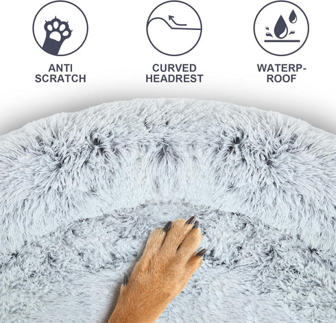 Dog Couch Bed Protector with Memory Foam, Removable Fluffy Plush Couch Cover, Waterproof Dog Bed for Couch, Washable
