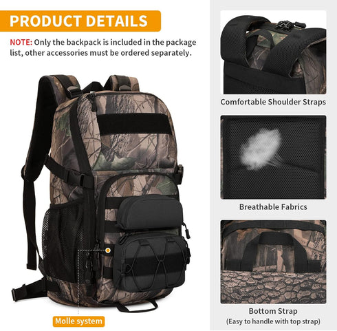 HUNTVP 25L Military MOLLE Tactical Backpack, Hunting Rucksack Gear Assault Pack
