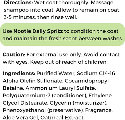 Conditions-1 Nootie Aloe&Oatmeal Pet Shampoo for Sensitive Skin-Long lasting Cucumber Melon Shampoo-Helps Relieve Dry