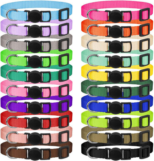 20 Pack Puppy Collars, Soft Nylon Safety Buckle Collars for Small Puppies, Newborn Whelping Collars for Litter Puppies