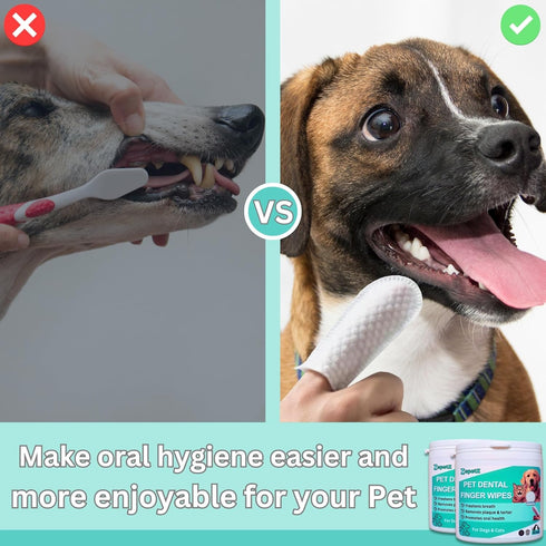 (2 Pack). Pet Dental Finger Wipes for Dogs & Cats Dog Tooth Wipes & Toothbrush Alternative Easy Teeth Cleaning