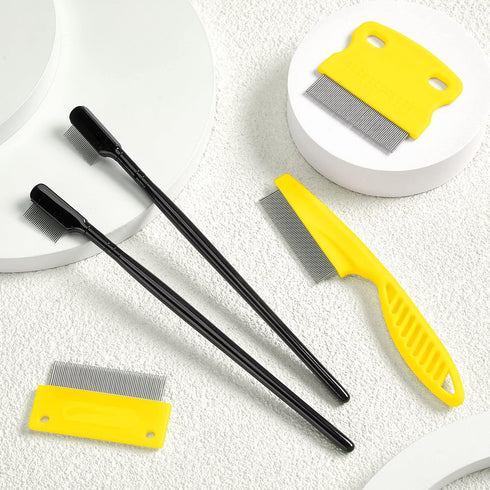 5 Pieces Dog Eye Combs for Tear Stain Removal, Pet Grooming Comb for Small Dogs (Yellow, Black)