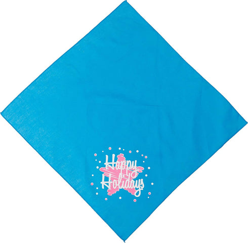 Mirage Pet Products Scribble Happy Holidays Screen Print Bandana for Pets, Small, Turquoise