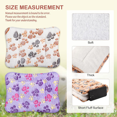 4 Pack Ultra Soft Dog Cat Bed Mat, Cozy Washable Thickened Pet Bed Mat for Small Animals (Vivid Color, 13 x 10 Inches)