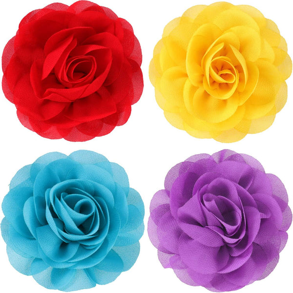 WILLBOND 4 Pieces Multicolored Dog Flower Bow Collar Set - Pet Grooming Accessories for Dogs and Cats