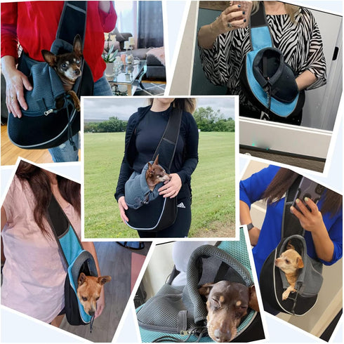 Pet Dog Sling Carrier, Puppy Pet Slings Bag for Small Dogs Cats, Breathable Mesh Hand Free with Adjustable Strap