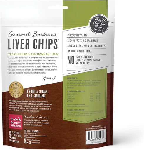 The Honest Kitchen Gourmet Barbecue Liver Chips: Chicken Liver & Cheddar Recipe, 4 oz Bag