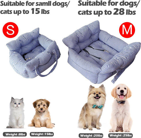 Wangda 28lbs Medium Dog Car Seat Up to - Pet Travel Bed Booster with Storage, Safety Tether, Anti-Slip Bottom