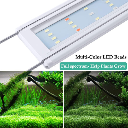 HITOP Full Spectrum LED Aquarium Light, Classic Fish Tank Light with RGB LEDs, 12” 16” 24” 32”, Timer and Extendable