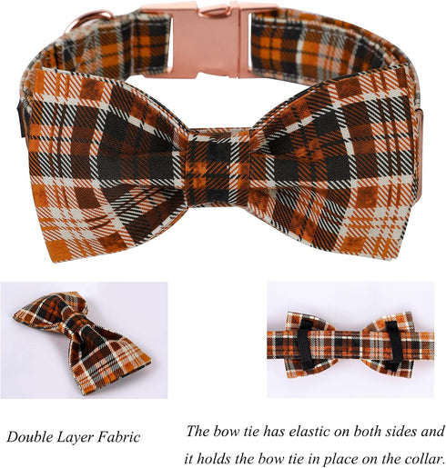 Lionet Paws Halloween Dog Collar with Bowtie, Adjustable Cotton Fall Bowtie Collar for Small Medium Dogs