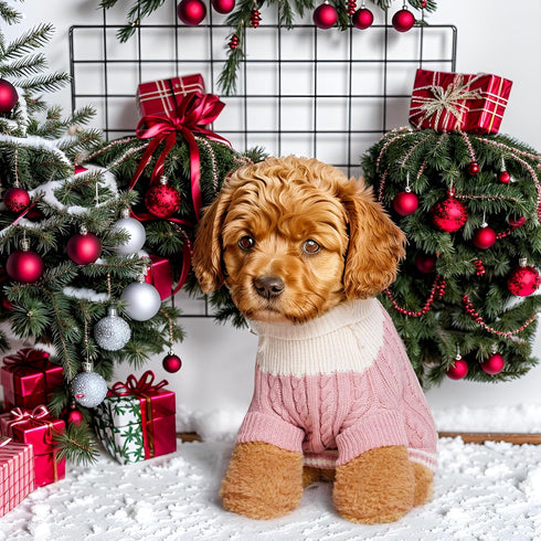 Dog Sweater Turtleneck Knitwear, Warm Pullover Coat for Small Dogs and Cats, Holiday Clothing, X-Large