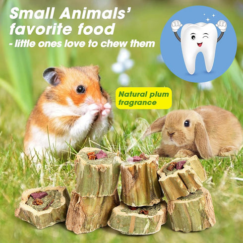 Rabbits(3.9oz/110g) Abizoo Rabbit Chew Toys for Bunny Natural Papaya Wood Chew Treats with Organic Alfalfa Hay, Dried