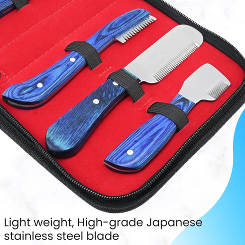 Stellar Shears Set 6-Piece Dog Grooming Stripping Knife Stainless Steel Hand Stripping Tools with Wooden Handles