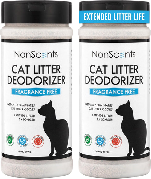 NonScents Cat Litter Deodorizer - Litter Box Odor Eliminator, Fragrance-Free Formula Extends Kitty Litter Lifespan,