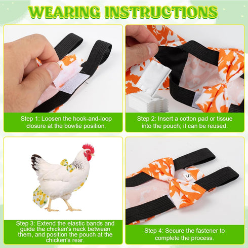 XGIDXFZ 6Pcs Chicken Diapers for Hens,Reusable Duckling Diapers Washable Waterproof Pet Diapers with Bow Tie