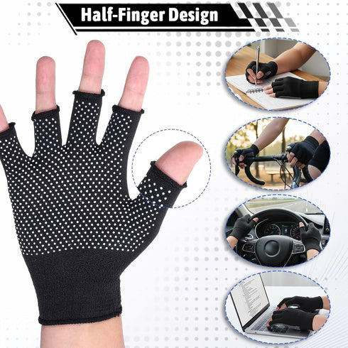 Xthrotsenk 2 Pairs Fingerless Work Gloves Workout Gloves for Men Black Half Gym Glove Thin Non Slip Exercise Anti-Slip