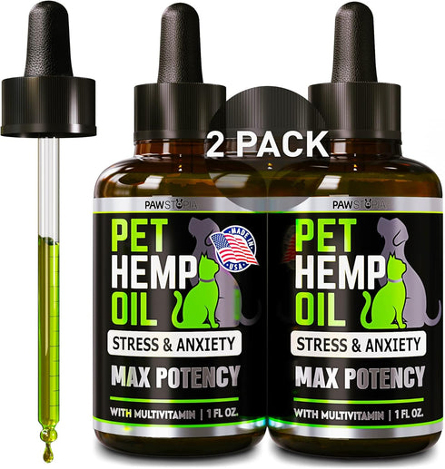(2 Pack) Hemp Oil for Dogs and Cats - Helps with Anxiety, Pain, Stress, Sleep, Arthritis, Seizures Relief - Omega 3-6-9