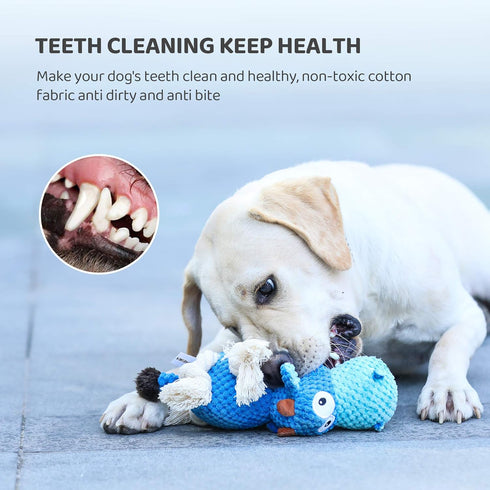 IOKHEIRA Indestructible Dog Plush Toy for Large Aggressive Chewers, Squeaky Stuffed Animals with Cotton Material and