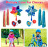 Kids Bike Horn Set with 2 Pcs Handle Streamers, Bicycle Bell and Windmill Accessories for Girls or Boys