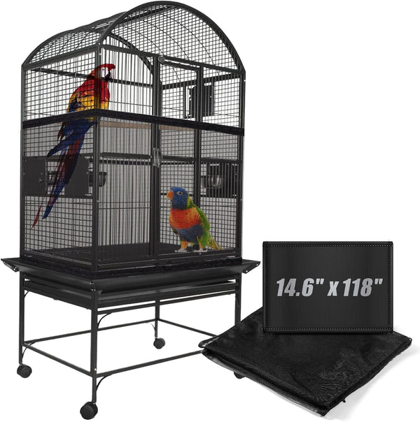 Adjustable Bird Cage Netting Seed Catcher, Large Soft Breathable Mesh for Indoor Round Square Cages (Circumference