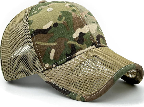 Loneshark Mens Camo Mesh Baseball Hat, American Flag USA Eagle Tactical Operator Cap