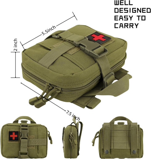 Tactical EMT Pouch IFAK Tear-Away Rip Away First Aid Kit Molle Medical Pouch for Outdoor, Hiking, Hunting Compact