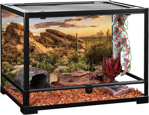 AWERT 36x18 inches Terrarium Background, Blue Sky Oasis Cactus Sun and Desert for Reptile Habitat Polyester