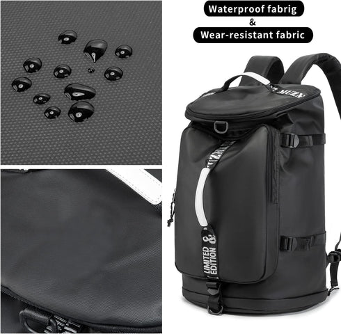 FUNYAGO Backpack 40L Backpack Gym Duffle Bag Waterproof black Laptop Suitable for Hiking, Fishing, Travel Large