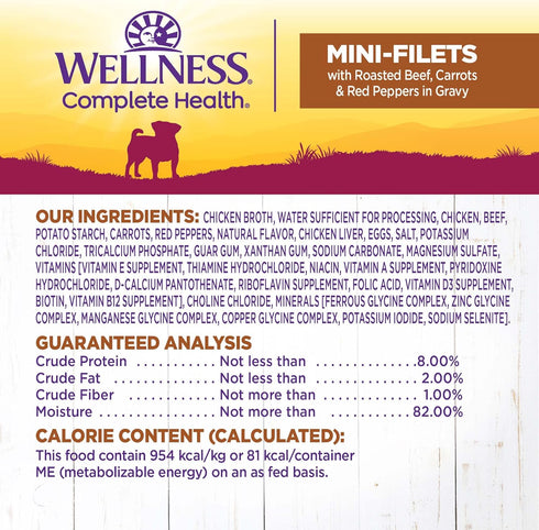 3-Ounce (Pack 12) Wellness Petite Entres Mini-Filets with Roasted Beef, Carrots & Red Peppers in Gravy, Cup