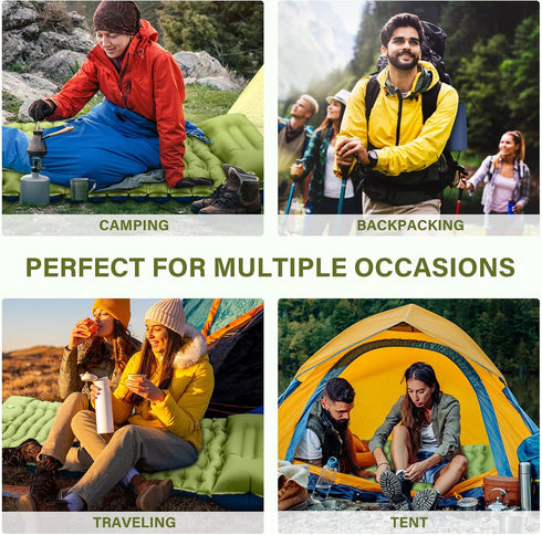 Yuzonc Camping Sleeping Pad, Ultralight Camping Mat with Pillow, Built-in Foot Pump, Compact for Hiking