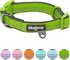 Blueberry Pet Dog Collar, Adjustable Reflective Collar for Small Dogs, Neoprene Padding, Green Flash, 12"-16"