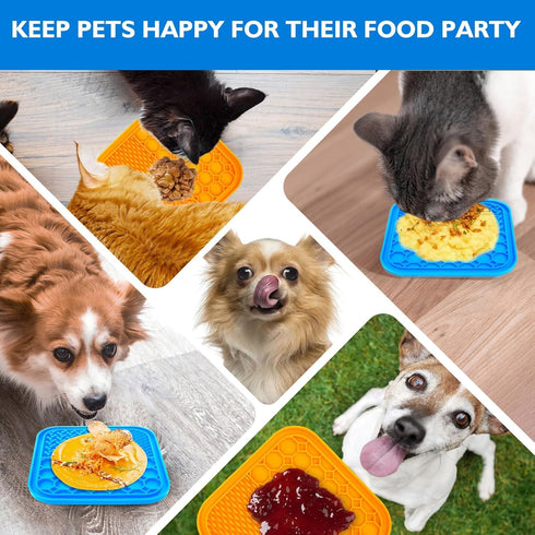 2 PCS Lick Mat for Dogs, Slow Feeder Licking Pad with Suction Cups for Treats, Bathing, Grooming, Training
