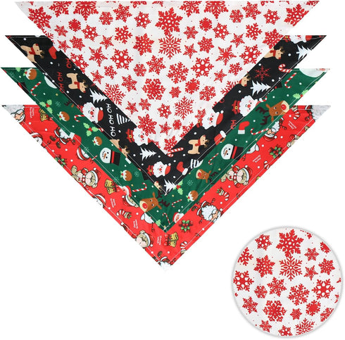 Ittokis 4 Pack Set Dog Bandana Christmas Scarf Bibs Kerchief Pet Christmas Costume Xmas Holiday Bandanas for Medium