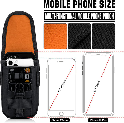 IronSeals 4.7"-6.9" 17 Pro/16 Pro/15 Tactical Phone Holster Pouch, Smartphone Pouch Phone Case Molle Gadget Bag Molle