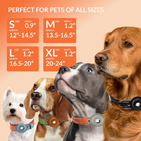 Airtag Dog Collar, CollarDirect, Reflective Dog Collar for Apple Air Tag for Large, Medium, and Small Dogs, Orange, Size L