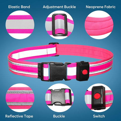 Higo LED Running Belt, Reflective Light Up Waistband for Night Running, Cycling, and Hiking