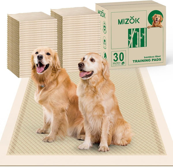 MIZOK XXXL Dog Training Pads, 36x36in Odor Eliminating, 11 Cups Super Absorbent Leak-Proof Disposable Pads (30 Counts)