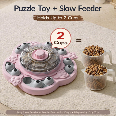 3 KADTC Dog Puzzle Toy, Levels of Step-by-Step Challenge, Spin-to-Release Treat Dispenser, Slow Feeder & Mental