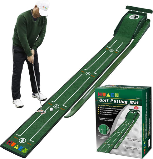 Indoor Putting Green Set, 8 Feet Putting Mat with Auto Ball Return, Perfect Gift for Men, Home Office