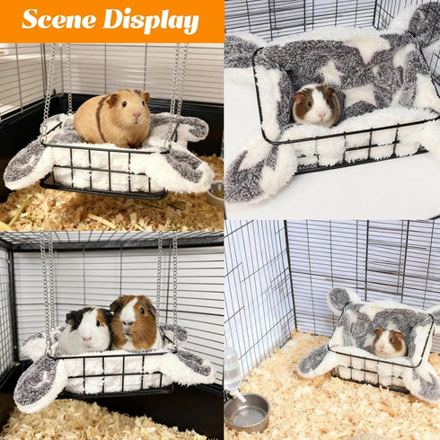 Hammock, Chinchillas Rat Bed Platform with Blanket, Small Animal Bed Mat, Metal Cage Accessory, Small Pet Animal Rest