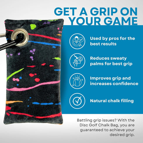 HYZER HOUND DISCS Disc Golf Chalk Bag | Essential Accessories for Improved Grip | Attaches with Carabiner