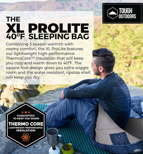 Tough Outdoors Sleeping Bags for Adults & Kids - Lightweight Waterproof Compact Sleep Bag for Camping