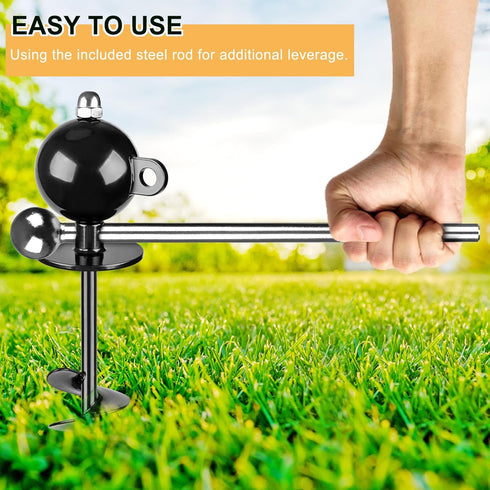 SELEWARE Outdoor Dog Tie Out Stake - Anti-Rust Anchor with Stainless Steel Chains for Large Dogs, 15 ft Long