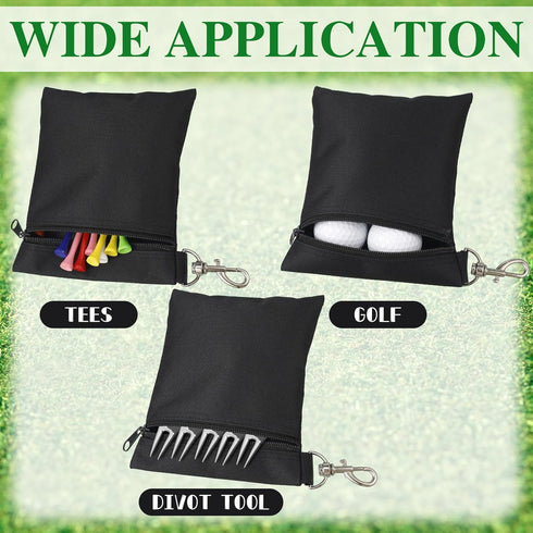 Shappy 3 Pcs Golf Tee Bag, Zipper Golf Ball Clip Pouch Utility Holder with Metal Lobster Claw Clip for Golf Accessories
