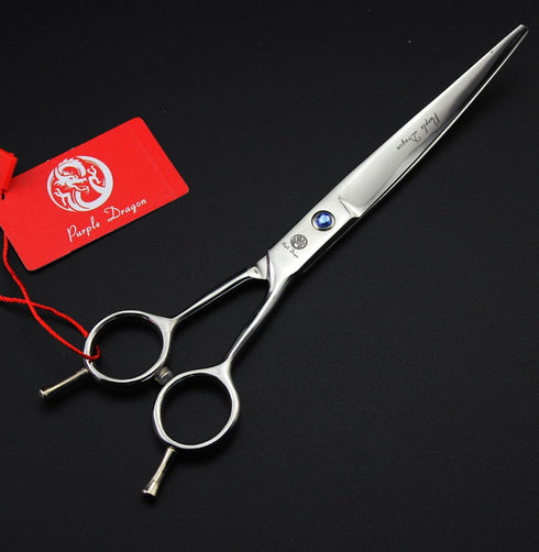 Purple Dragon 8 inch 3 in 1 Professional Thinning Scissors - Upward Curved Shears and Dog Hair Cutting Scissor for