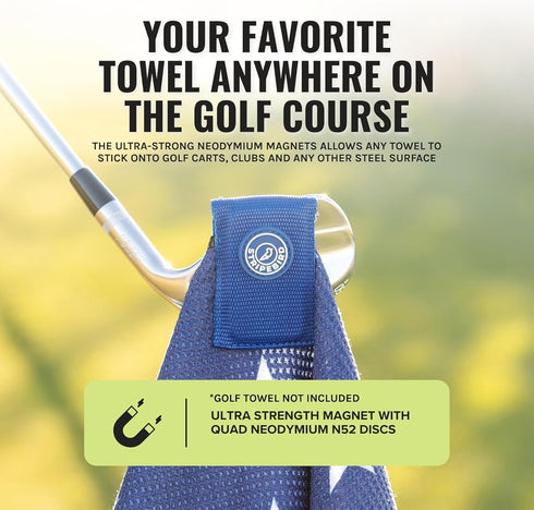 Stripebird Magnetic Clip for Any Towel, Highest Strength Magnet for Golf Towels, Removable Magnetic Towel Clip