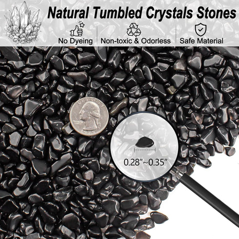 EZEELAI 3 Lb Black Obsidian Crushed Stone Crystal Chips Bulk, Betta Fish Tank Gravel Rocks Irregular Shaped Marbles