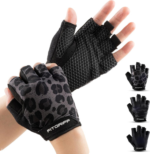 Fitgriff Workout Gloves (Padded) for Men & Women - Fingerless Gym Gloves